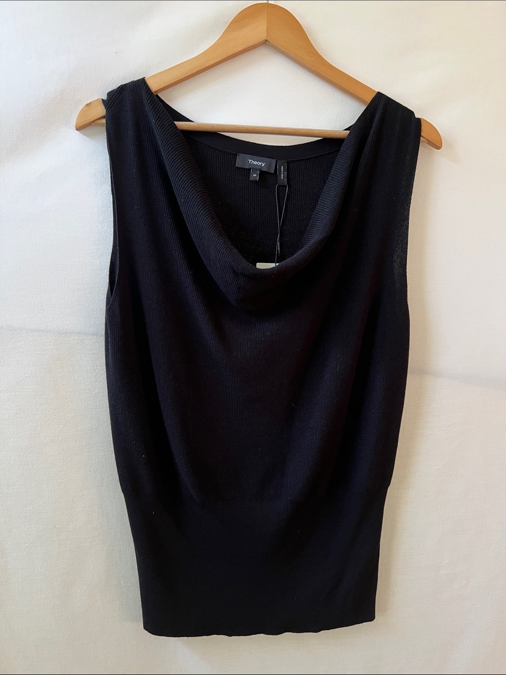 Theory Black Sleeveless Cowl Neck Sweater